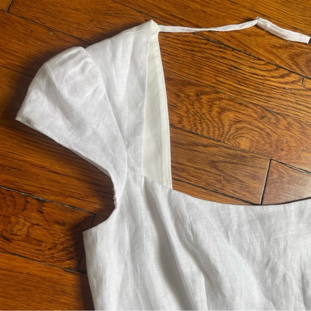 NWT Reformation Oaklyn Cap Sleeve Linen Minidress White Size 10